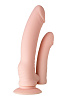 Двойной фаллоимитатор с присоской и съёмной вибропулей телесного цвета A-toys 761030 (19,5 см)
