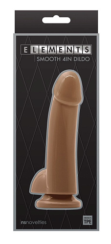 Кофейный гладкий фаллоимитатор на присоске с мошонкой NS Novelties Smooth 4 Inch Dildo NSN-0928-02 (14,6 см)