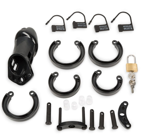 Чёрный мужской пояс верности с замочком Пикантные штучки DPCB6000B