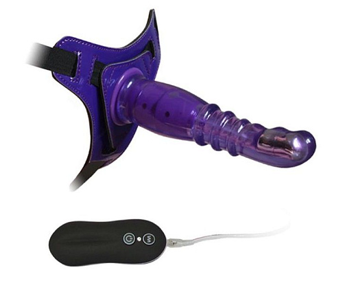 Фиолетовый страпон с вибрацией Howells 10Mode Vibrations Harness-G spot Dong 92003Purple (18,7 см)