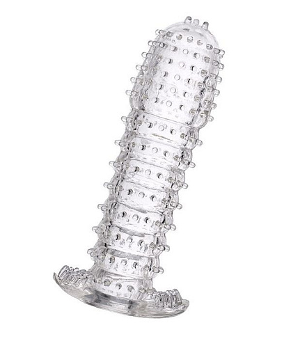 Гелевая прозрачная насадка c шипами ToyFa 818014-1 (12 см)