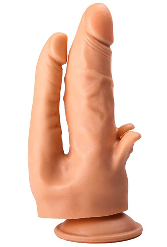 Фаллоимитатор на присоске для тройной стимуляции телесного цвета LOVETOY (А-Полимер) 104900 (17 см)