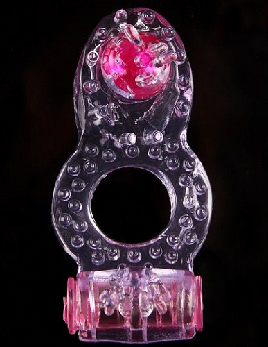 Розовое виброкольцо с язычком White Label 47208-MM