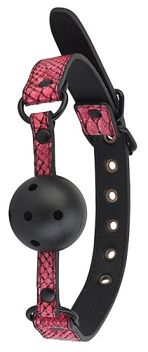 Чёрно-розовый кляп-шарик с отверстиями Dream Toys BALL GAG 21646