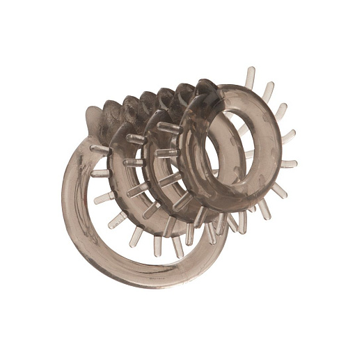 Серый хомут на пенис из 4 колец California Exotic Novelties SE-5629-30-3