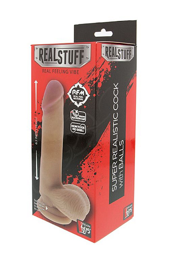 Реалистичный фаллоимитатор телесного цвета Dream Toys REALSTUFF 6.5INCH DONG W. SCROTUM 20890 (16,5 см)