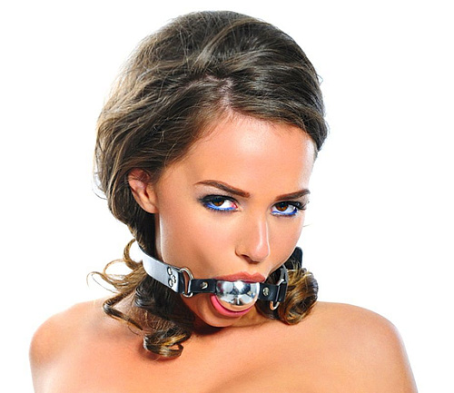 Серебристый кляп-мяч на виниловых ремешках Pipedream PD3891-26