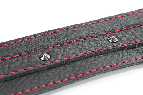 Чёрный ошейник из натуральной кожи с шипами БДСМ арсенал 55048ars