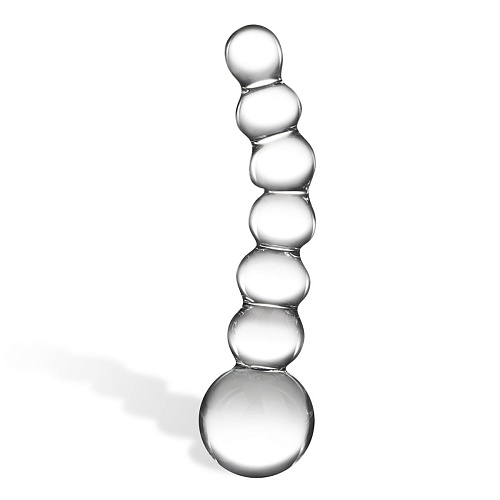 Изогнутный прозрачный стимулятор Glas Beaded Dildo GLAS-148 (13 см)