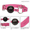 Чёрный кляп-шарик на розовых ремешках California Exotic Novelties Tickle Me Pink Ball Gag SE-2730-15-2
