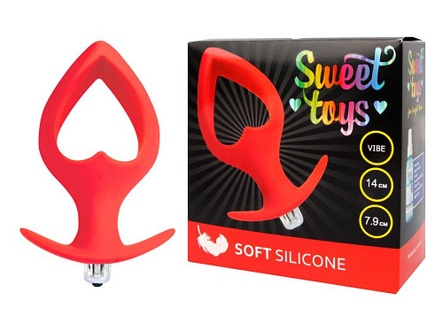 Красная анальная вибровтулка в форме сердечка Bior toys ST-40175-3 (14 см)