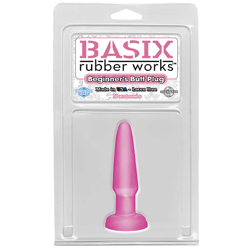 Розовая анальная пробка Pipedream Basix Rubber Beginners PD4267-11 (10,9 см)