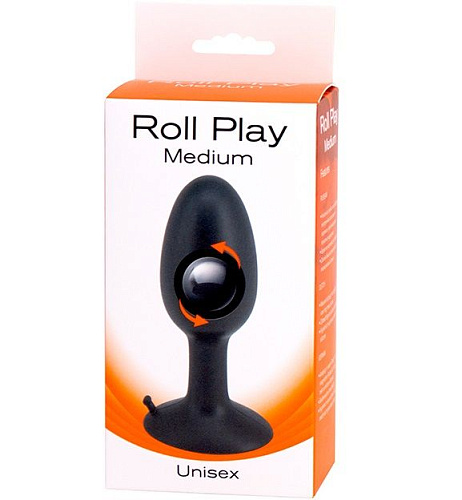 Чёрная анальная втулка со смещенным центром тяжести Seven Creations ROLL PLAY MEDIUM 51080 (9 см)