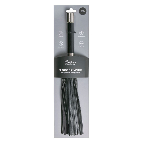 Чёрная плеть EDC Wholesale Easytoys Flogger With Metal Grip ET289BLK (38 см)