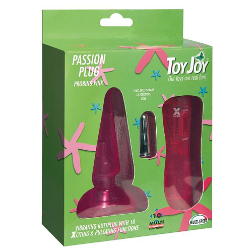Розовая анальная пробка с вибропулей Toy Joy Passion Plug 3006009429 (10,5 см)