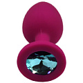 Малиновая анальная пробка с голубым кристаллом Eroticon P3410-03 (7,4 см)
