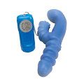 Двойной многоскоростной синий вибратор с пультом Dream Toys 20218 (18 см)