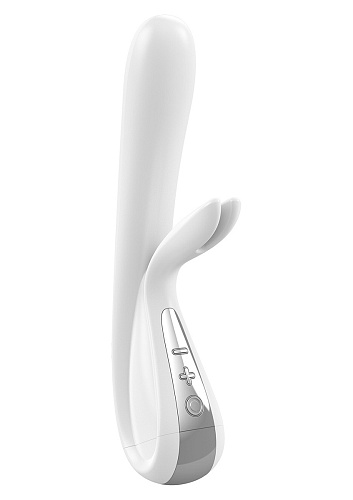 Белый вибратор с клиторальным отростком OVO K5 WHITE/CHROME (21,5 см)