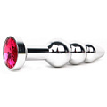 Удлинённая серебристая анальная втулка с малиновым кристаллом Anal Jewelry Plug QSLV-14 (11,3 см)
