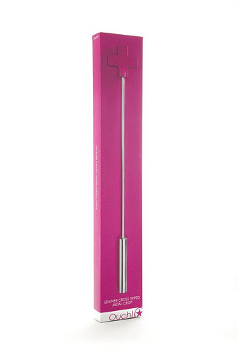 Розовая шлёпалка с наконечником-крестом Shots Media BV Leather Cross Tiped Crop OU015PNK (56 см)