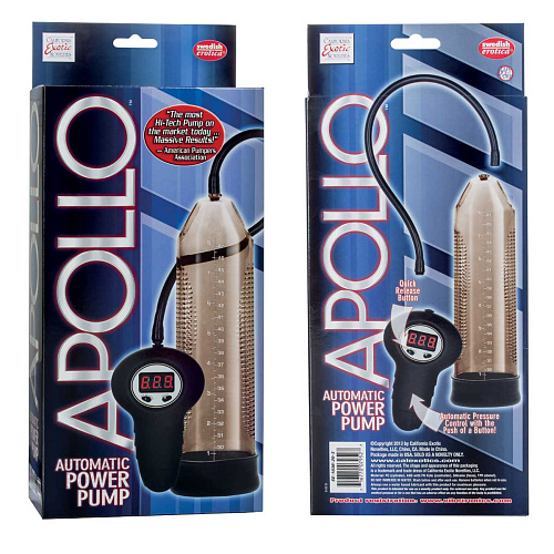 Серая мужская автоматическая помпа California Exotic Novelties Apollo Automatic Power Pump SE-1036-20-3