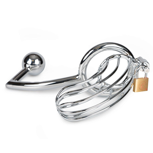 Мужской пояс верности с анальной пробкой EDC Wholesale Sinner Metal Penis Cage With Anal Hook №1 SIN154