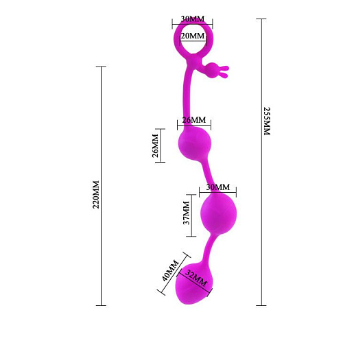 Лиловая анальная цепочка из силикона Baile Balls BI-014206 (25,5 см)