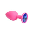Розовая силиконовая пробка с синим стразом 4sexdreaM 47082 (7,1 см)