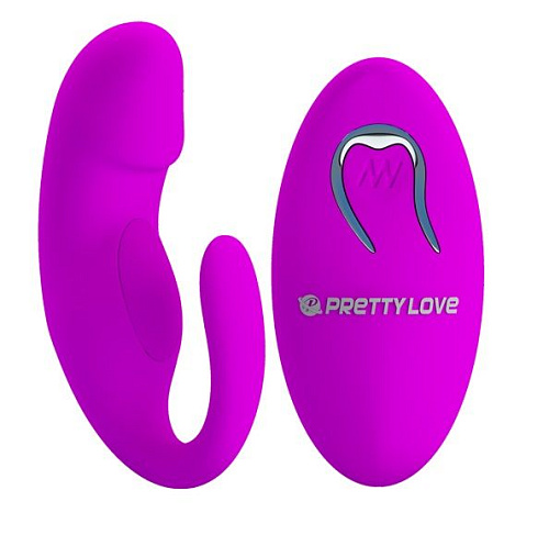 Лиловый вибростимулятор для пар с выделенной головкой и пультом ДУ Baile BI-014482W