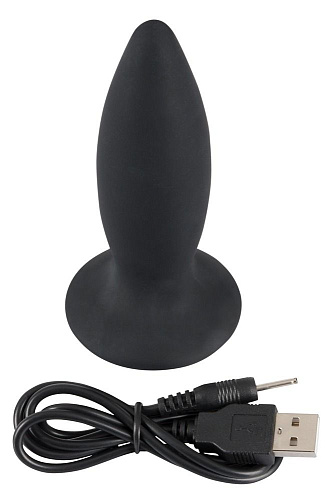 Чёрная перезаряжаемая анальная пробка Orion Black Velvets Recharge Plug S 05927900000 (11 см)