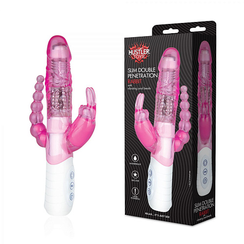 Хай-тек вибратор для тройной стимуляции розового цвета Hustler HT-R7