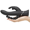 Черный перезаряжаемый вибратор Happy Rabbit Triple Curve Rechargeable Rabbit Vibrator 71506 (25,4 см)