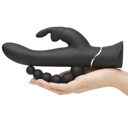 Черный перезаряжаемый вибратор Happy Rabbit Triple Curve Rechargeable Rabbit Vibrator 71506 (25,4 см)
