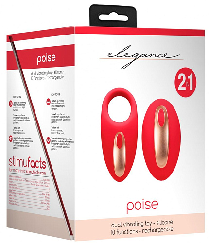 Красное эрекционное виброкольцо с пультом Shots Media BV Poise ELE018RED