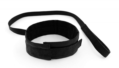 Чёрный ошейник с поводком БДСМ арсенал My Rules 6903-1ars