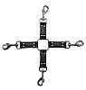 Чёрный крестообразный фиксатор Shots Media BV 4-way Leather Hogtie Cross Hogtie PAI001BLK