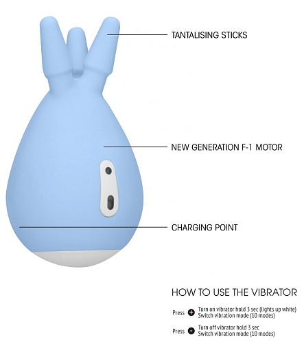 Голубой клиторальный стимулятор с тремя отростками Shots Media BV Luscious LOV020BLU