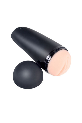 Мастурбатор-вагина чёрного цвета в тубе с вибрацией Xise XS-MA70009