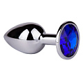Серебристая анальная втулка с синим кристаллом Сумерки богов 513-07 blue-DD (7 см)