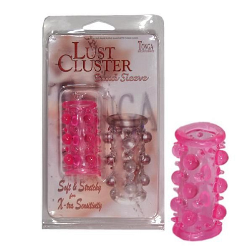 Эластичная розовая насадка с шипами и шишечками Tonga JELLY JOY LUST CLUSTER PINK 310010