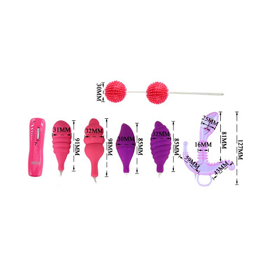 Вибронабор: вагинальные шарики, 5 стимуляторов и пульт-контроллер Baile Climax Combo BW-012005