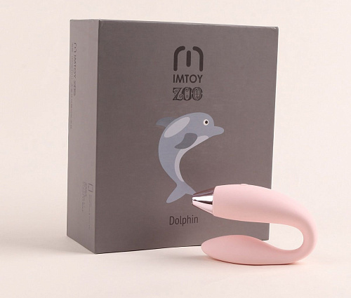 Хай-тек силиконовый вибромассажёр-дельфин для пар розового цвета ImToy Dolphin