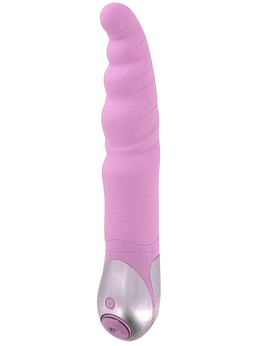 Розовый вибратор с чуть загнутым рельефным кончиком Vibe Therapy Euphoria V01A1S008-P2 (23 см)