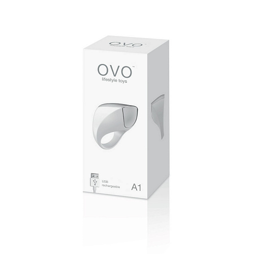 Белое перезаряжаемое эрекционное кольцо OVO A1 WHITE