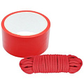 Набор для фиксации BONDX BONDAGE RIBBON   LOVE ROPE: красная лента и веревка Dream Toys 21003