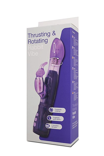 Вибратор фиолетового цвета с ротацией бусин, клиторальным отростком и возвратно-поступательными движениями Seven Creations THRUSTING ROTATING RABBIT V