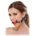 Красный кляп на чёрных ремнях Pipedream Two Tone Ball Gag PD2136-00
