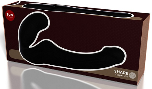 Чёрный безремневой страпон из нежного силикона Fun Factory Share 24408