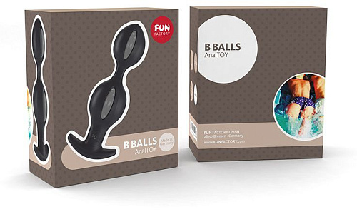 Чёрно-серые анальные шарики Fun Factory B Balls Duo 39008 (12,5 см)