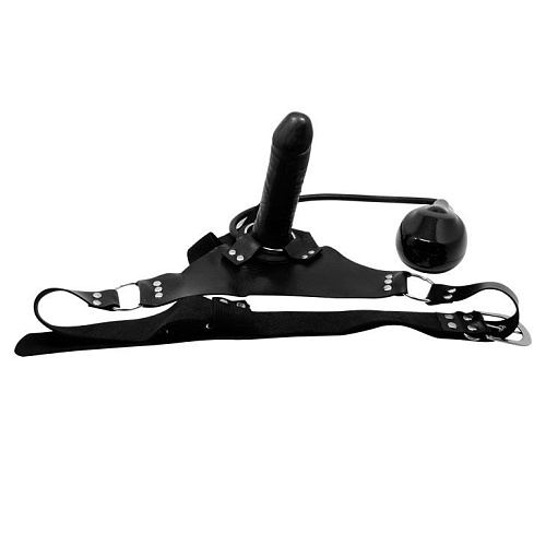 Черный большой страпон с функцией расширения Baile BW-022043 (15 см)